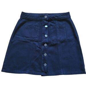 Garage Black Front Button Collegiate Dark Acadiam Preppy Mini Skirt, Size XS